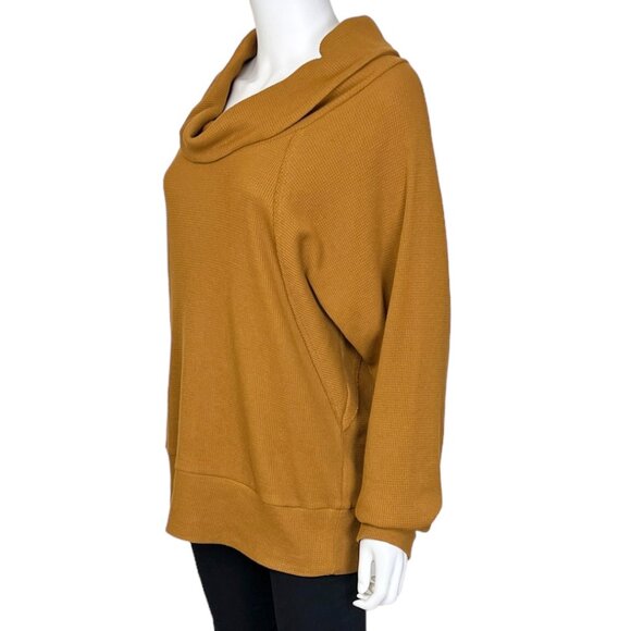 Pilcro Angie Mock Neck Waffle Top in Gold - sz XL - Picture 5 of 8